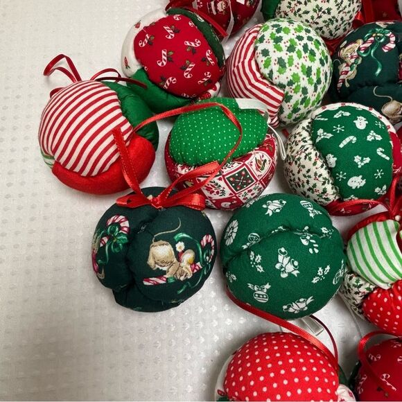 Festive Unique Handcrafted Patchwork Christmas Ornaments 3 Inches Set of 19 - Picture 3 of 6